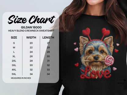 Yorkie Love T-Shirt, Valentine's Day Dog Tee, Heart Headband Pup Shirt, Sweet Dog Shirt, Cute Animal Tee, Yorkie Lover Gift