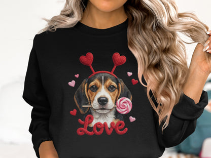 Valentine Beagle T-Shirt, Dog Lover Tee, Heart Headband Puppy, Sweet Treat Shirt, Cute Animal T-Shirt, Gift for Dog Mom, Love T-Shirt