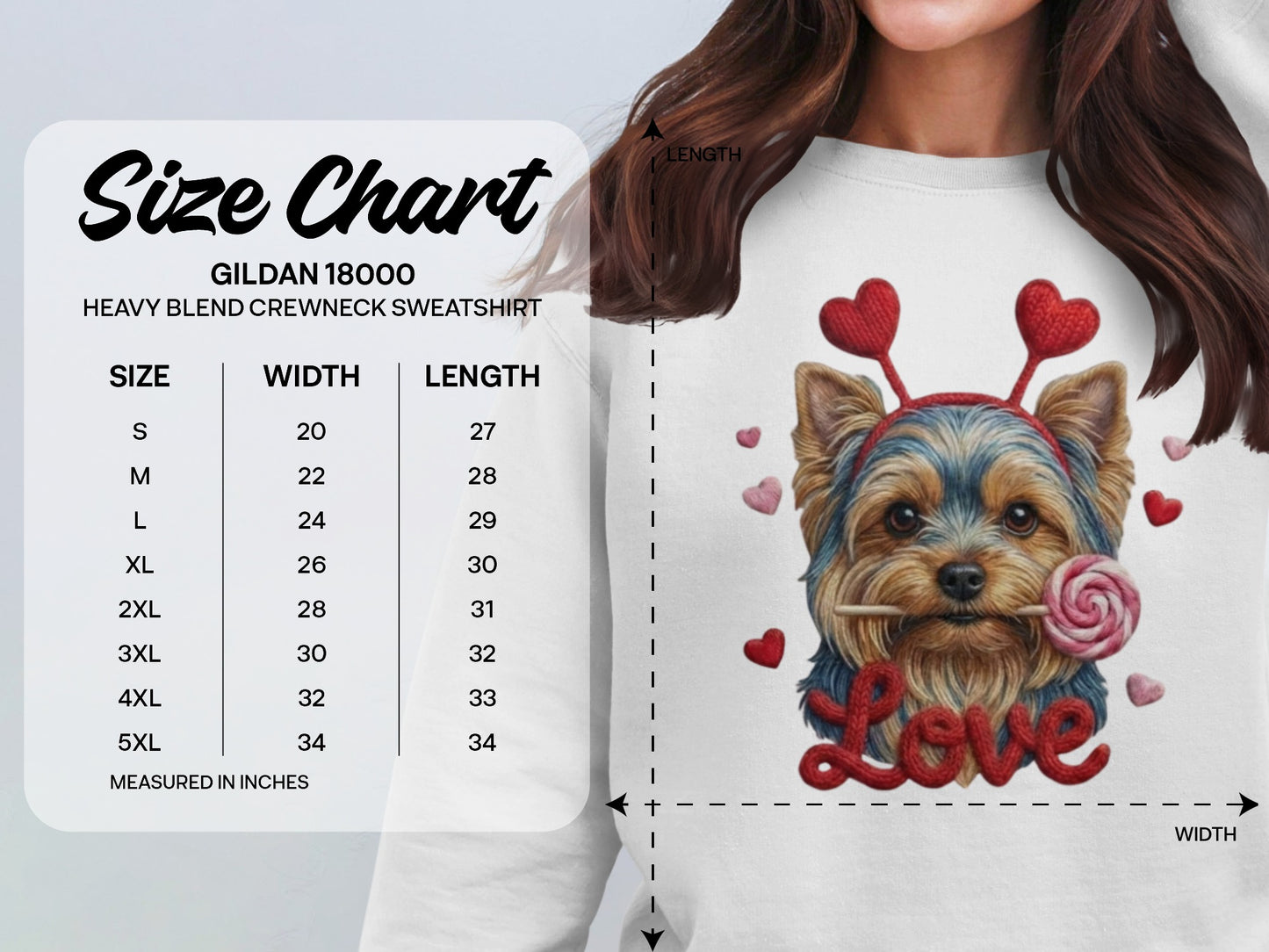 Yorkie Love T-Shirt, Valentine's Day Dog Tee, Heart Headband Pup Shirt, Sweet Dog Shirt, Cute Animal Tee, Yorkie Lover Gift