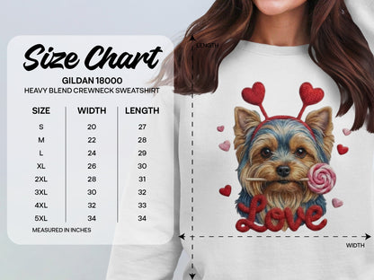 Yorkie Love T-Shirt, Valentine's Day Dog Tee, Heart Headband Pup Shirt, Sweet Dog Shirt, Cute Animal Tee, Yorkie Lover Gift