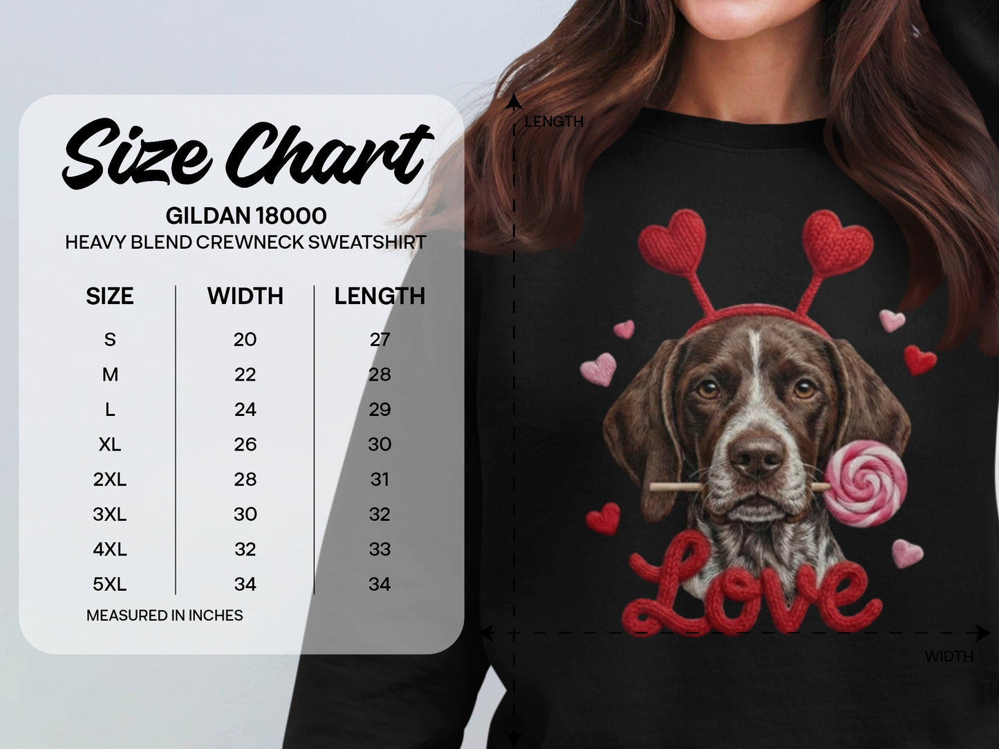 Valentine German Shorthaired Pointer T-Shirt, Heart Antler, Love Lollipop, Cute Puppy Tee, Valentine's Day Gift Dog Lover