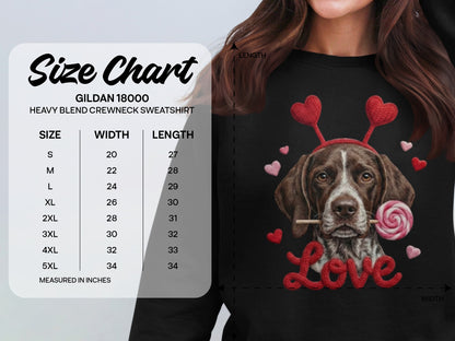 Valentine German Shorthaired Pointer T-Shirt, Heart Antler, Love Lollipop, Cute Puppy Tee, Valentine's Day Gift Dog Lover