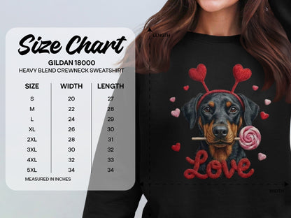 Valentine Doberman Pinscher T-Shirt, Love Dog Tee, Heart Headband Puppy Shirt, Valentines Day Gift, Cute Pet Lover Apparel, Rottweiler Gifts