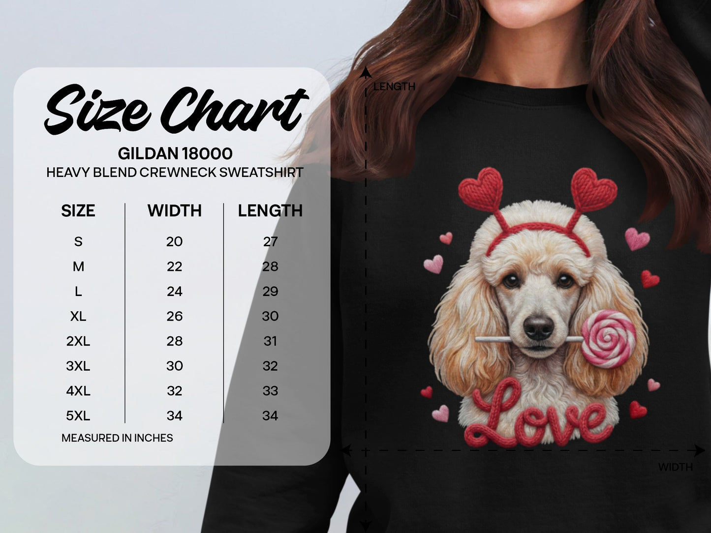 Valentine Poodle T-Shirt, Cute Dog Tee, Love Heart Headband, Candy Gift, Unique Dog Lover T-Shirt, Valentine's Day Gift T-Shirt