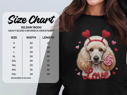 Valentine Poodle T-Shirt, Cute Dog Tee, Love Heart Headband, Candy Gift, Unique Dog Lover T-Shirt, Valentine's Day Gift T-Shirt