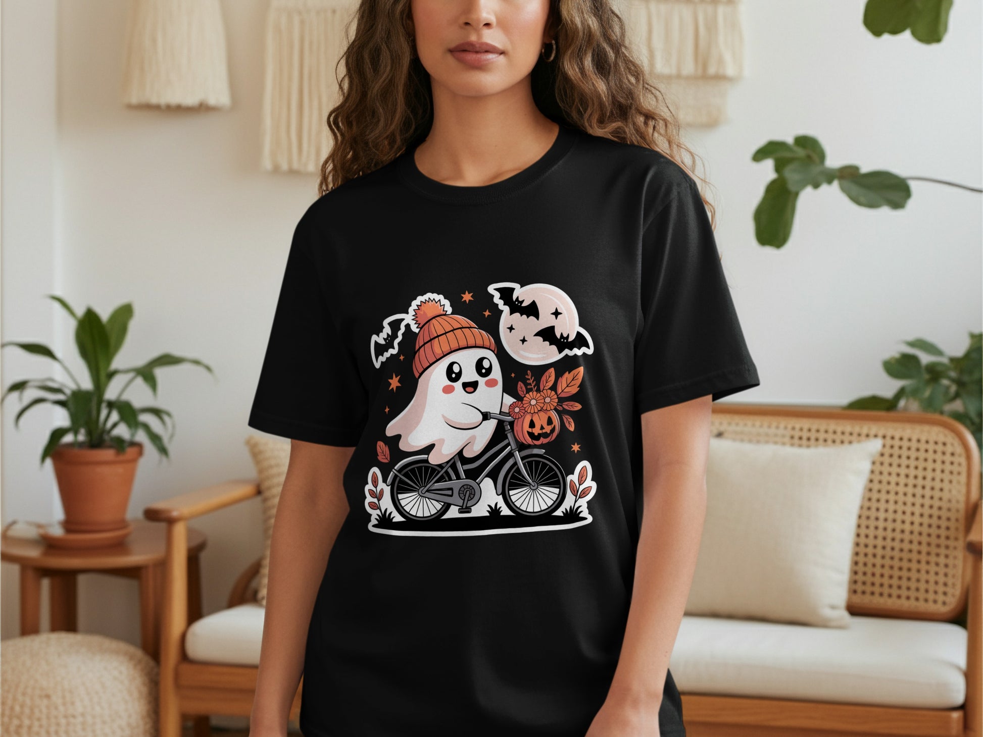 Cute Ghost Riding Bicycle Graphic T-Shirt product