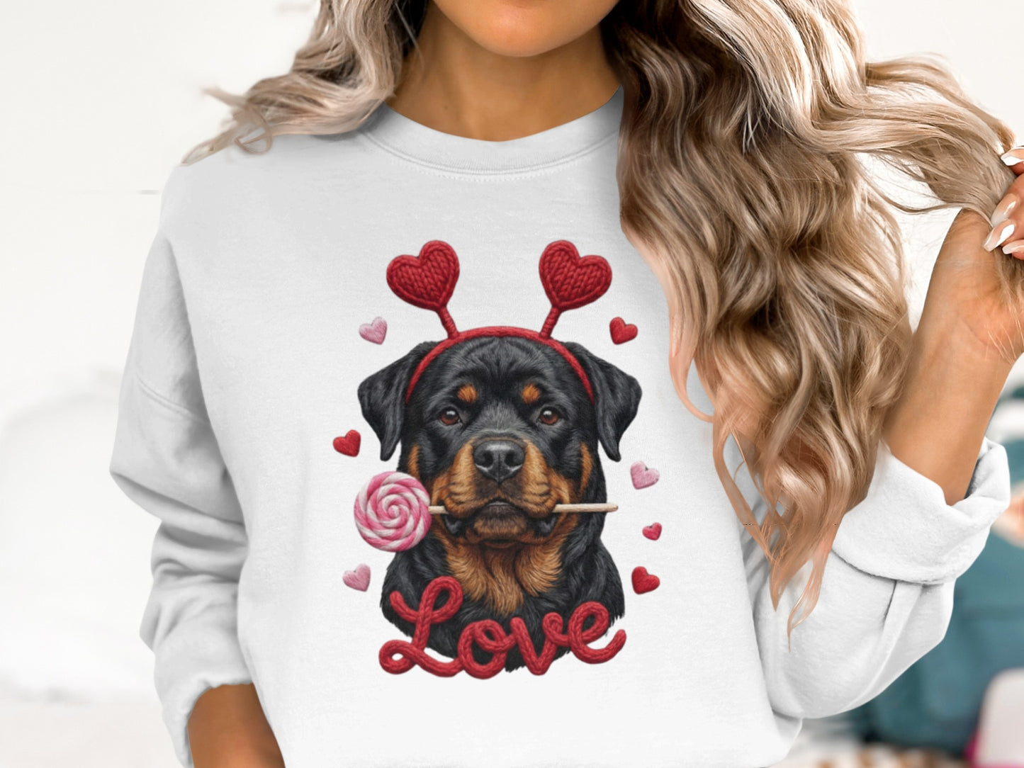 Rottweiler T-Shirt, Valentines Day Dog Shirt, Love Heart T-Shirt, Cute Rottweiler Dog, Candy Shirt, Dog Lover Tee, Valentines Tee
