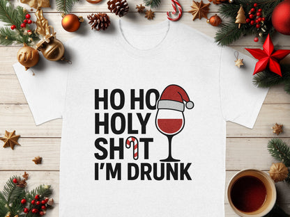 Festive Humorous Ho Ho Drunk Quote Holiday Shirt product