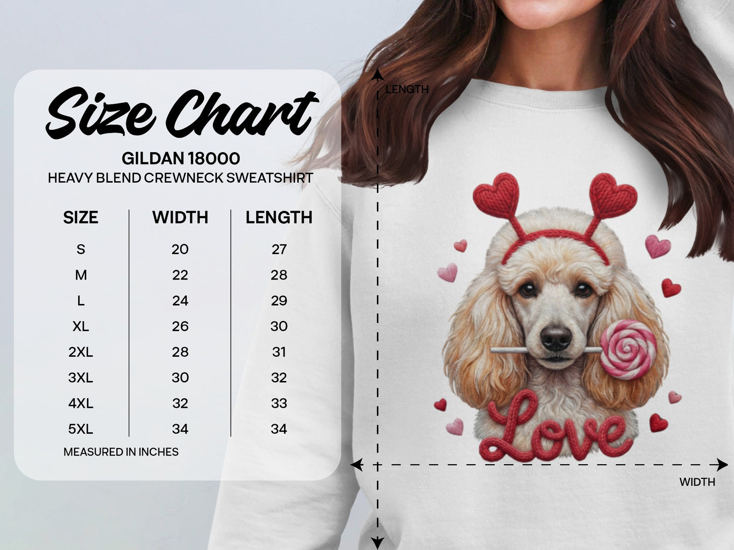 Valentine Poodle T-Shirt, Cute Dog Tee, Love Heart Headband, Candy Gift, Unique Dog Lover T-Shirt, Valentine's Day Gift T-Shirt