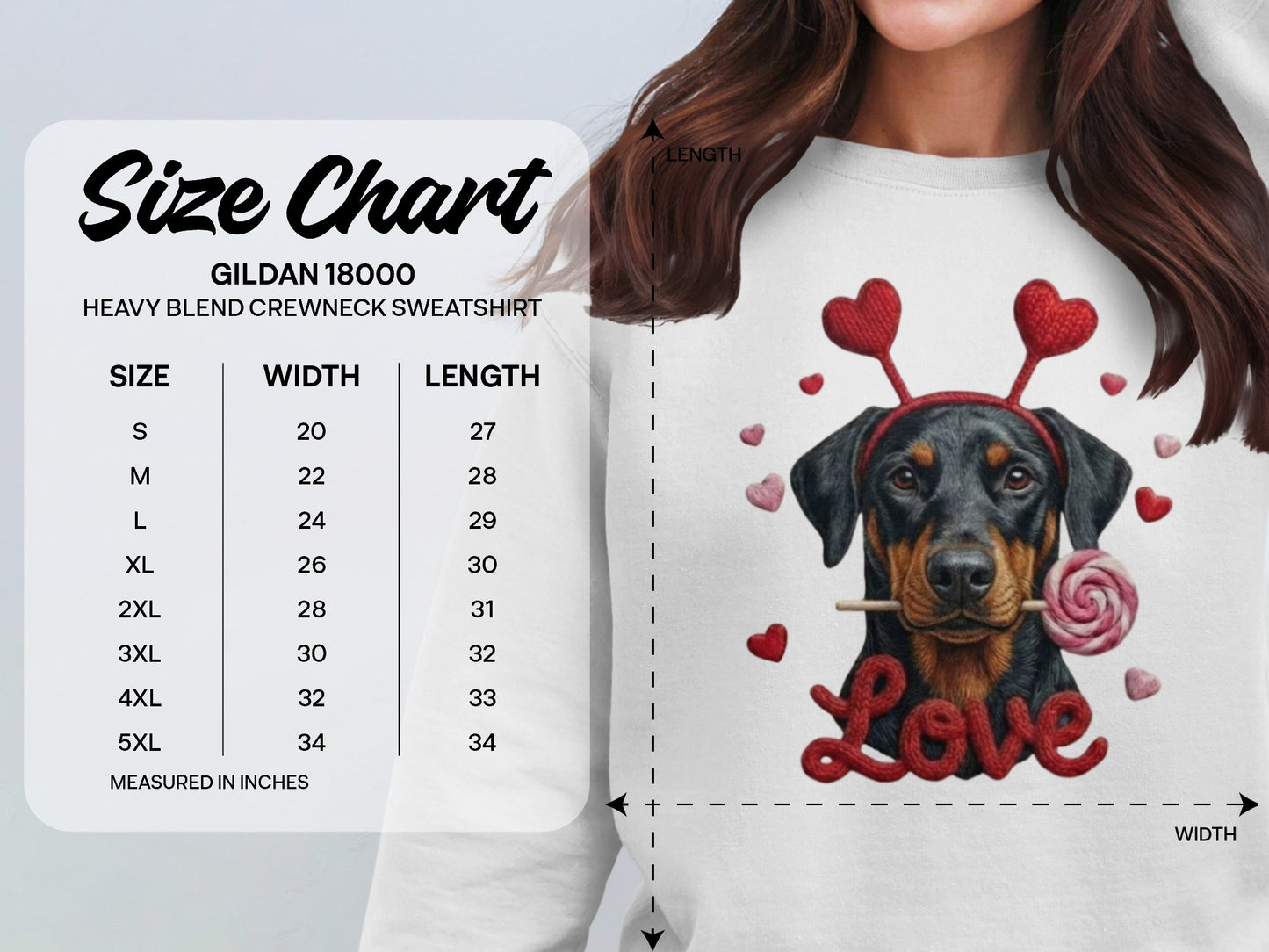Valentine Doberman Pinscher T-Shirt, Love Dog Tee, Heart Headband Puppy Shirt, Valentines Day Gift, Cute Pet Lover Apparel, Rottweiler Gifts