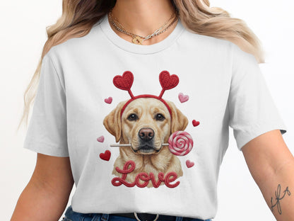 Valentine Labrador T-Shirt, Dog with Hearts, Love T-Shirt, Cute Valentines, Dog Lover Gift, Valentines Gift, Puppy Shirt