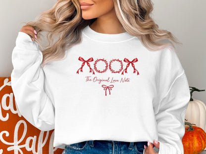 The Original Love Note White Bow Wreath Sweatshirt