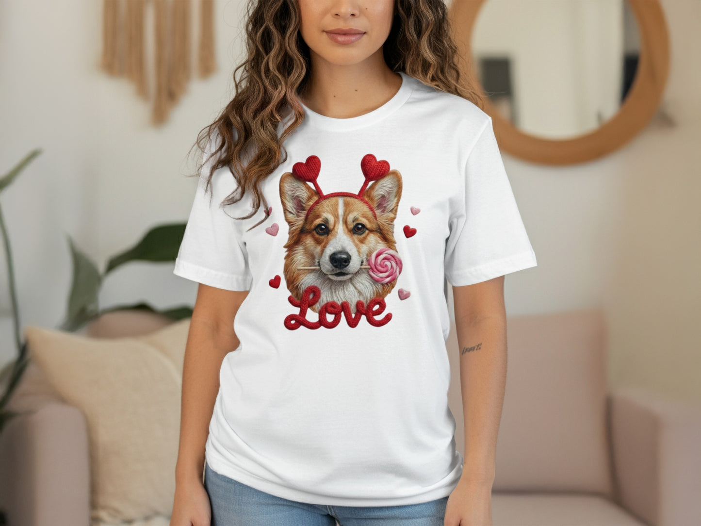 Corgi Valentines T-Shirt, Cute Dog Tee, Love Heart Puppy, Dog Lover Gift, Valentine's Day Shirt, Pet T Shirt, Puppy T-Shirt Design