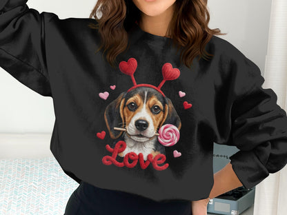 Valentine Beagle T-Shirt, Dog Lover Tee, Heart Headband Puppy, Sweet Treat Shirt, Cute Animal T-Shirt, Gift for Dog Mom, Love T-Shirt