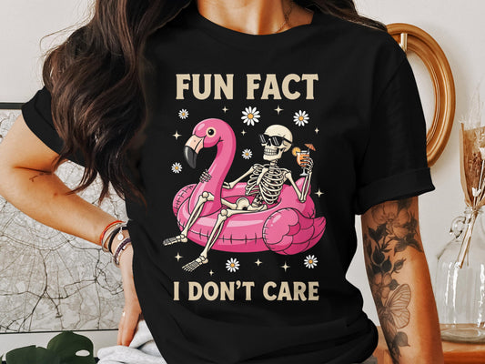 Fun Fact I Don't Care Flamingo Skeleton Shirt product type