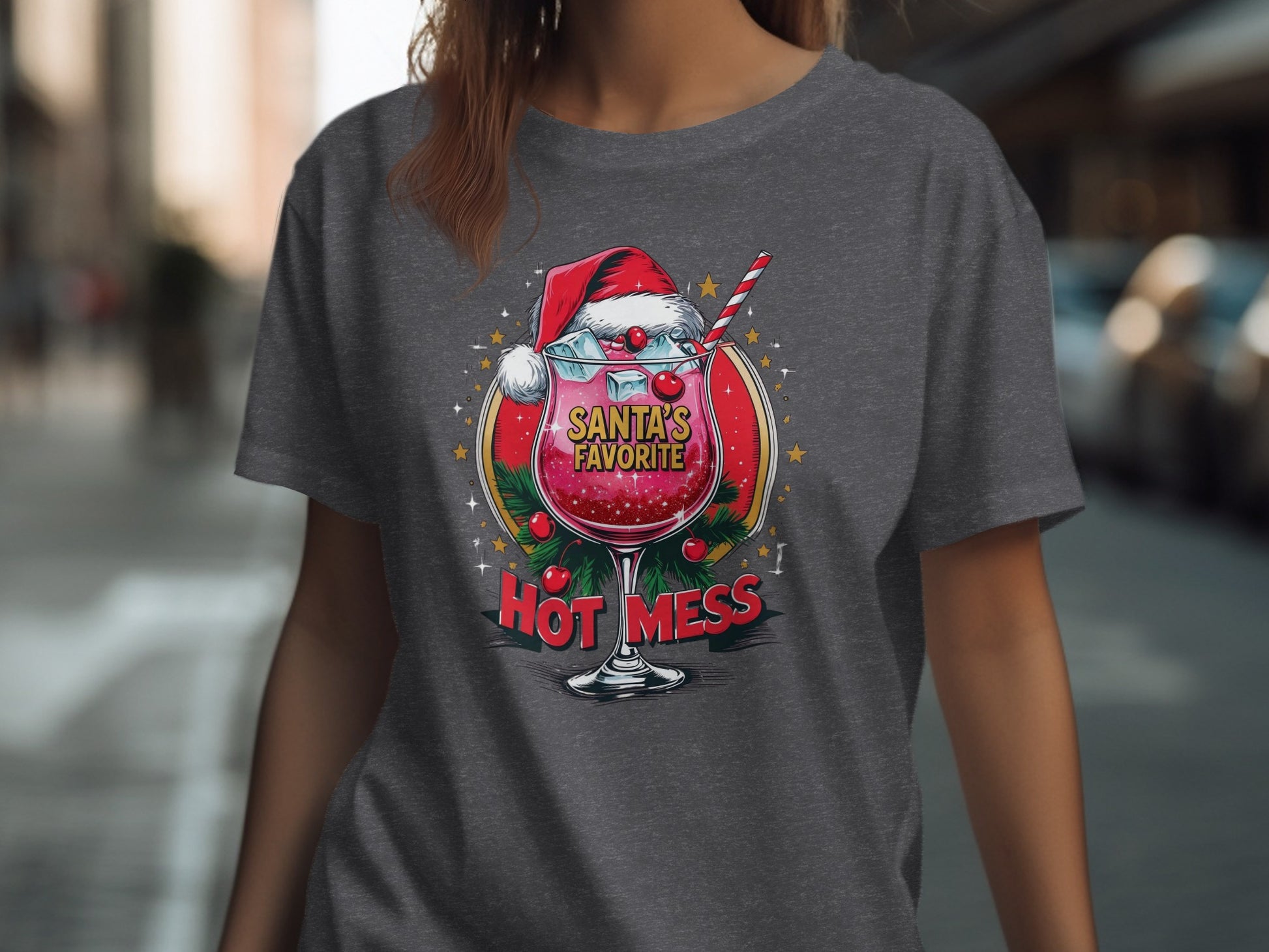 Santa's Favorite Hot Mess Festive Holiday Shirt Product