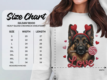 German Shepherd T-Shirt, Valentine Dog, Cute Dog Tee, Heart Headband Puppy Shirt, Dog Lover Valentine Gift, Love T-Shirt, Valentine's Day