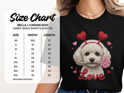 Cute Poodle Dog Valentines T-Shirt, Love T-Shirt, Valentines Gift Idea, Valentines Day Shirt, Dog Lover Shirt, Gift for Dog Owners