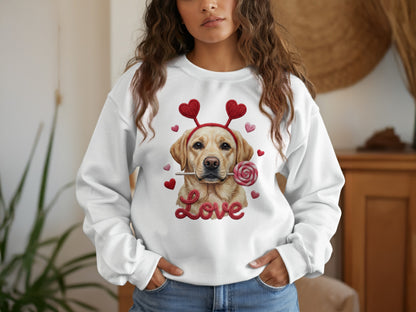 Valentine Labrador T-Shirt, Dog with Hearts, Cute Puppy T Shirt, Love Shirt, Valentines Gift, Dog Lover Tee, Holiday Gift, Trendy Shirt
