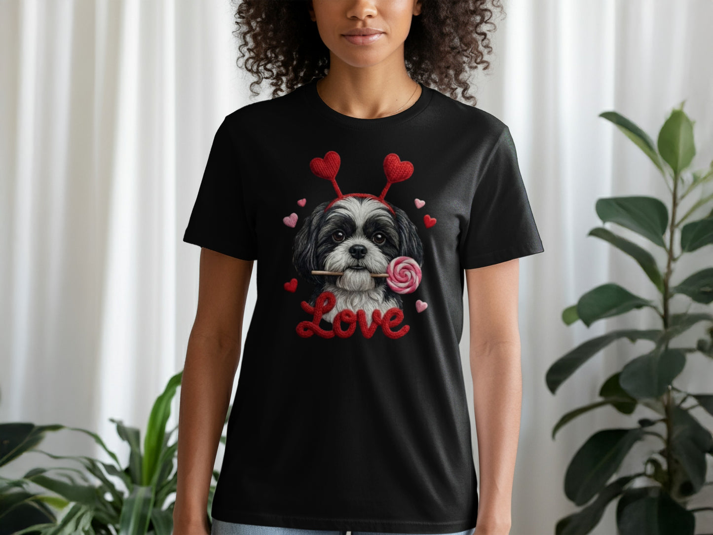 Valentine Shih Tzu T-Shirt, Cute Puppy, Love T Shirt, Candy T-Shirt, Valentine Gift, Heart Headband, Dog Lover, Kids T-Shirt