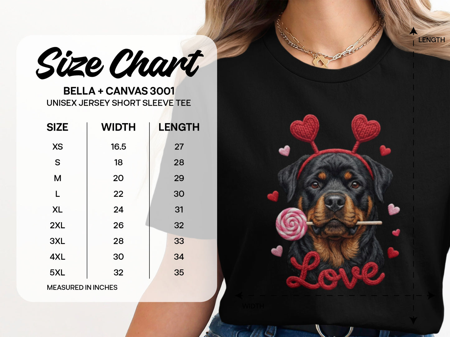 Rottweiler T-Shirt, Valentines Day Dog, Cute Puppy Tee, Dog With Hearts, Pet Lover Gift, Dog Breed Shirt, Love Rottie T Shirt