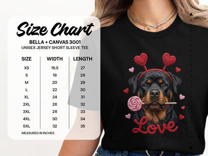 Rottweiler T-Shirt, Valentines Day Dog, Cute Puppy Tee, Dog With Hearts, Pet Lover Gift, Dog Breed Shirt, Love Rottie T Shirt