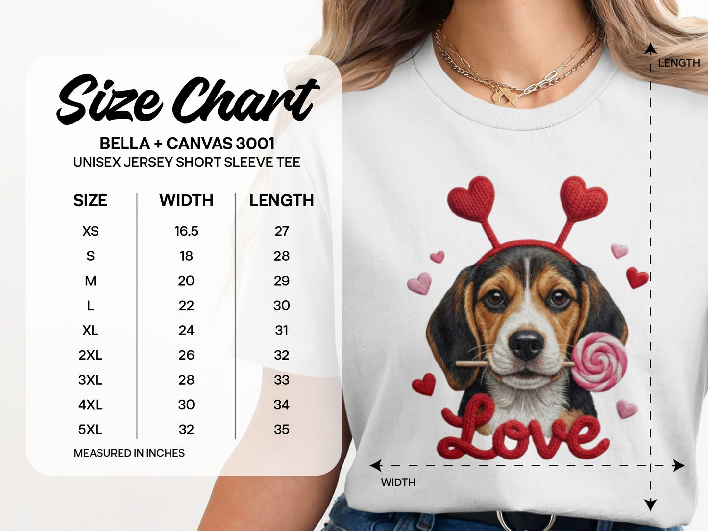 Valentine Beagle T-Shirt, Dog Lover Tee, Heart Headband Puppy, Sweet Treat Shirt, Cute Animal T-Shirt, Gift for Dog Mom, Love T-Shirt