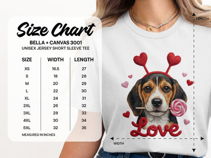 Valentine Beagle T-Shirt, Dog Lover Tee, Heart Headband Puppy, Sweet Treat Shirt, Cute Animal T-Shirt, Gift for Dog Mom, Love T-Shirt
