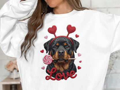 Rottweiler T-Shirt, Valentines Day Dog Shirt, Love Heart T-Shirt, Cute Rottweiler Dog, Candy Shirt, Dog Lover Tee, Valentines Tee