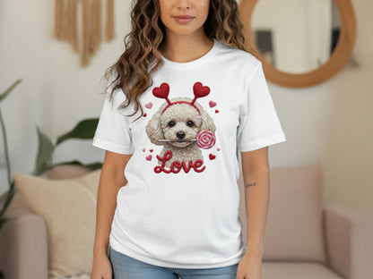 Cute Poodle Dog Valentines T-Shirt, Love T-Shirt, Valentines Gift Idea, Valentines Day Shirt, Dog Lover Shirt, Gift for Dog Owners