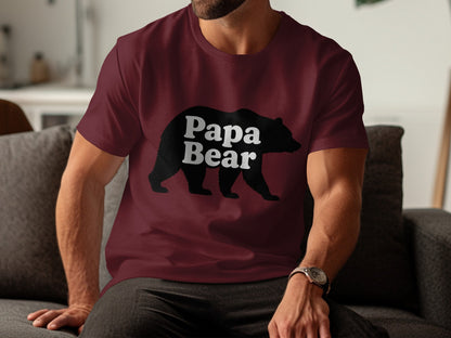 Papa Bear Graphic Short-Sleeve Maroon T-Shirt product