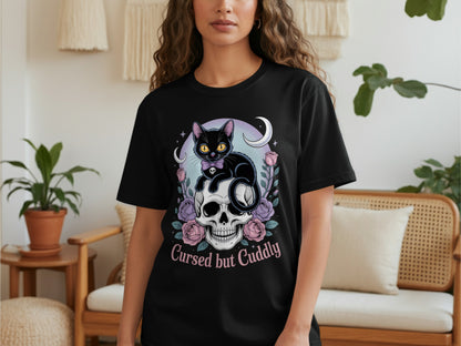Cursed But Cuddly Black Cat Graphic Tee product