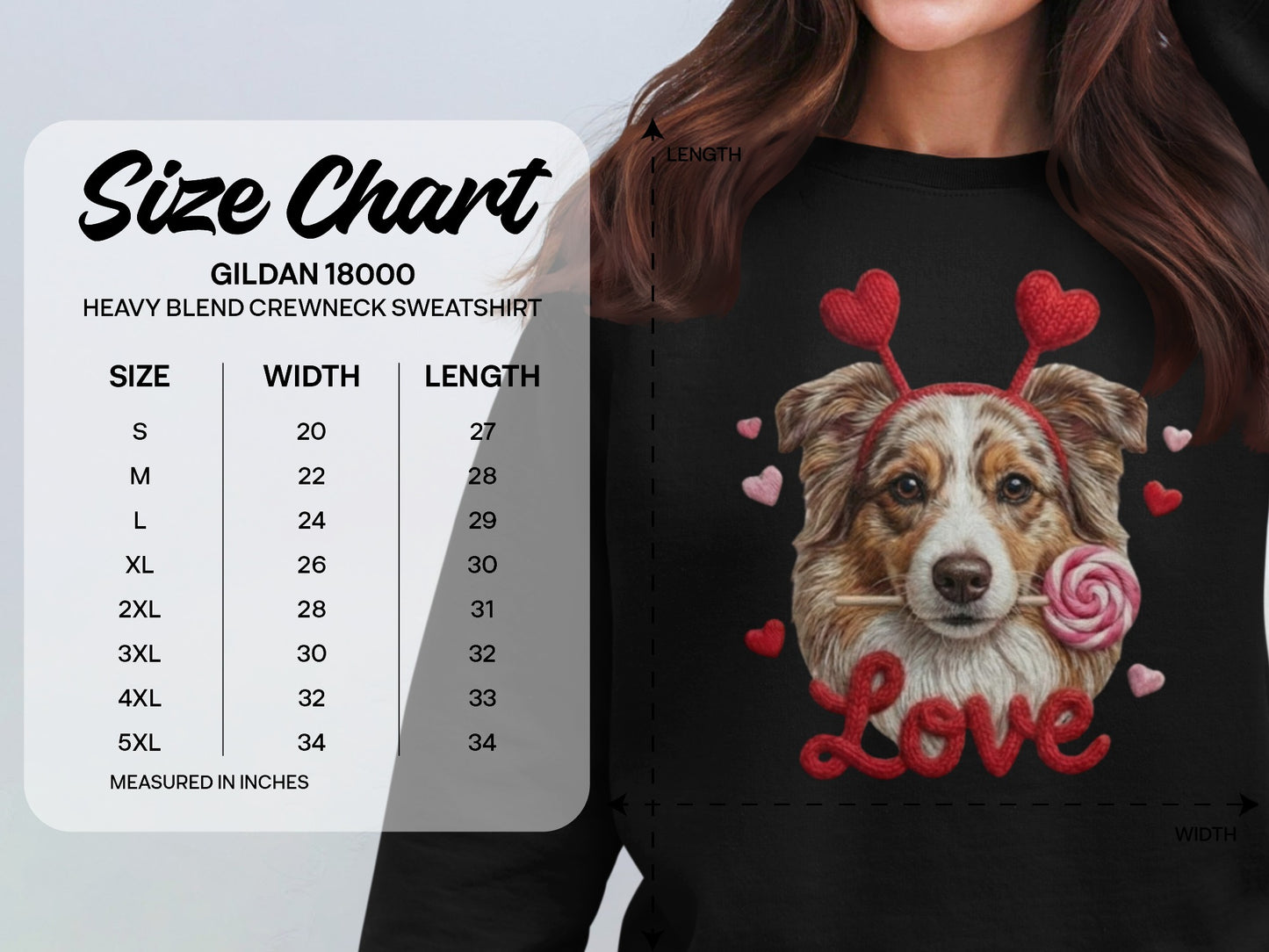 Valentine Australian Shepherd T Shirt, Cute Dog Tee, Heart Headband Dog, Love Lollipop Shirt, Pet Lover Gift, Dog Lover Gift, Puppy T-Shirt