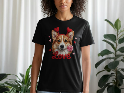 Corgi Valentines T-Shirt, Cute Dog Tee, Love Heart Puppy, Dog Lover Gift, Valentine's Day Shirt, Pet T Shirt, Puppy T-Shirt Design