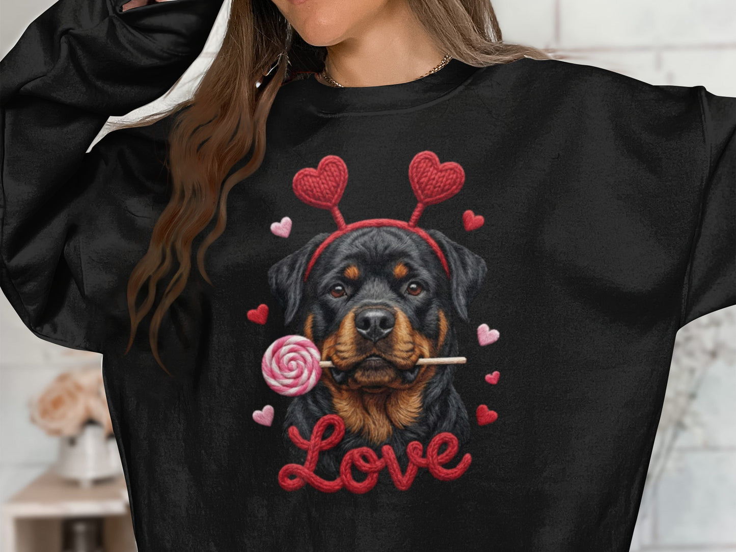 Rottweiler T-Shirt, Valentines Day Dog Shirt, Love Heart T-Shirt, Cute Rottweiler Dog, Candy Shirt, Dog Lover Tee, Valentines Tee