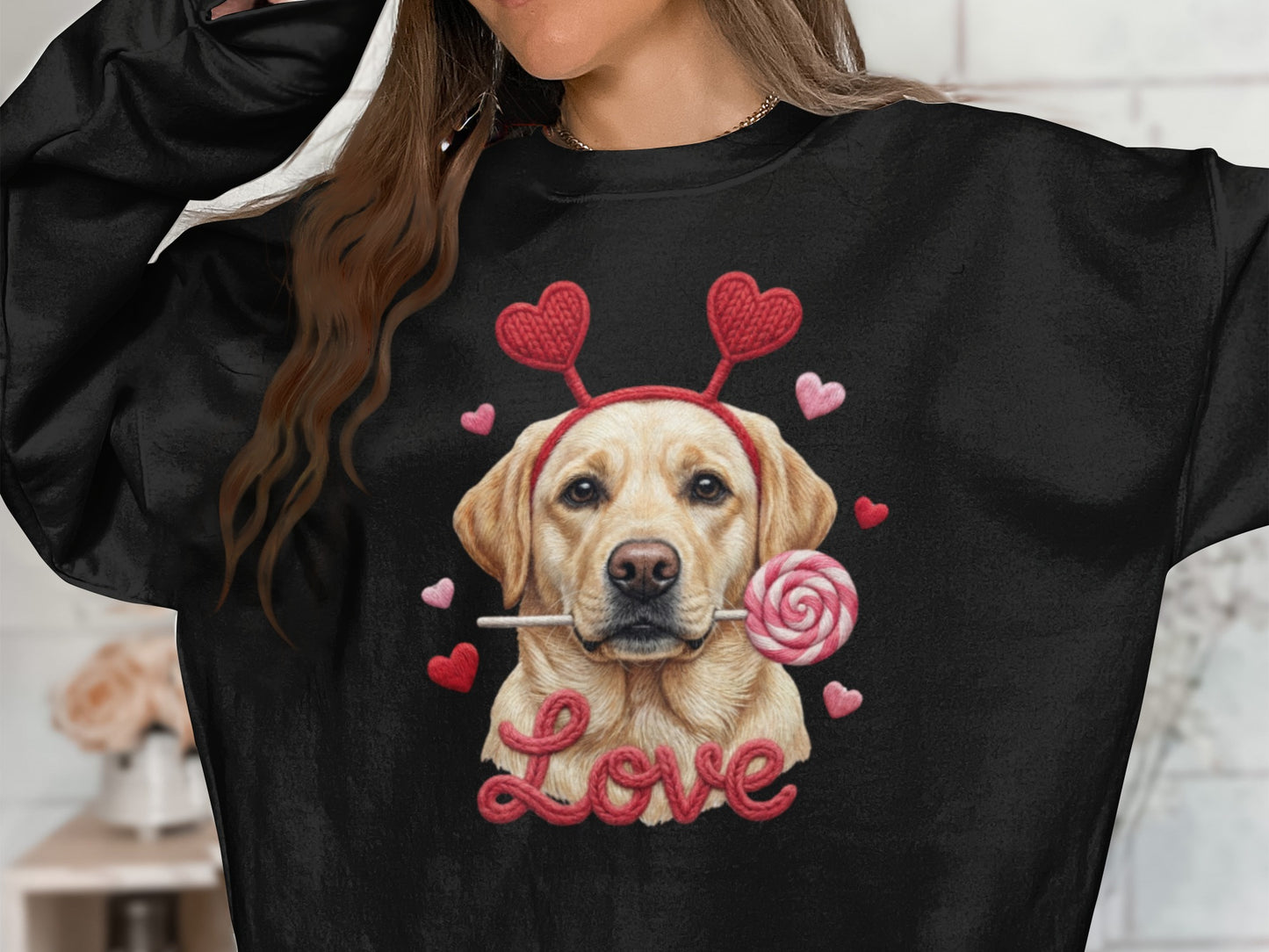 Valentine Labrador T-Shirt, Dog with Hearts, Love T-Shirt, Cute Valentines, Dog Lover Gift, Valentines Gift, Puppy Shirt
