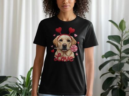 Valentine Labrador T-Shirt, Dog with Hearts, Love T-Shirt, Cute Valentines, Dog Lover Gift, Valentines Gift, Puppy Shirt