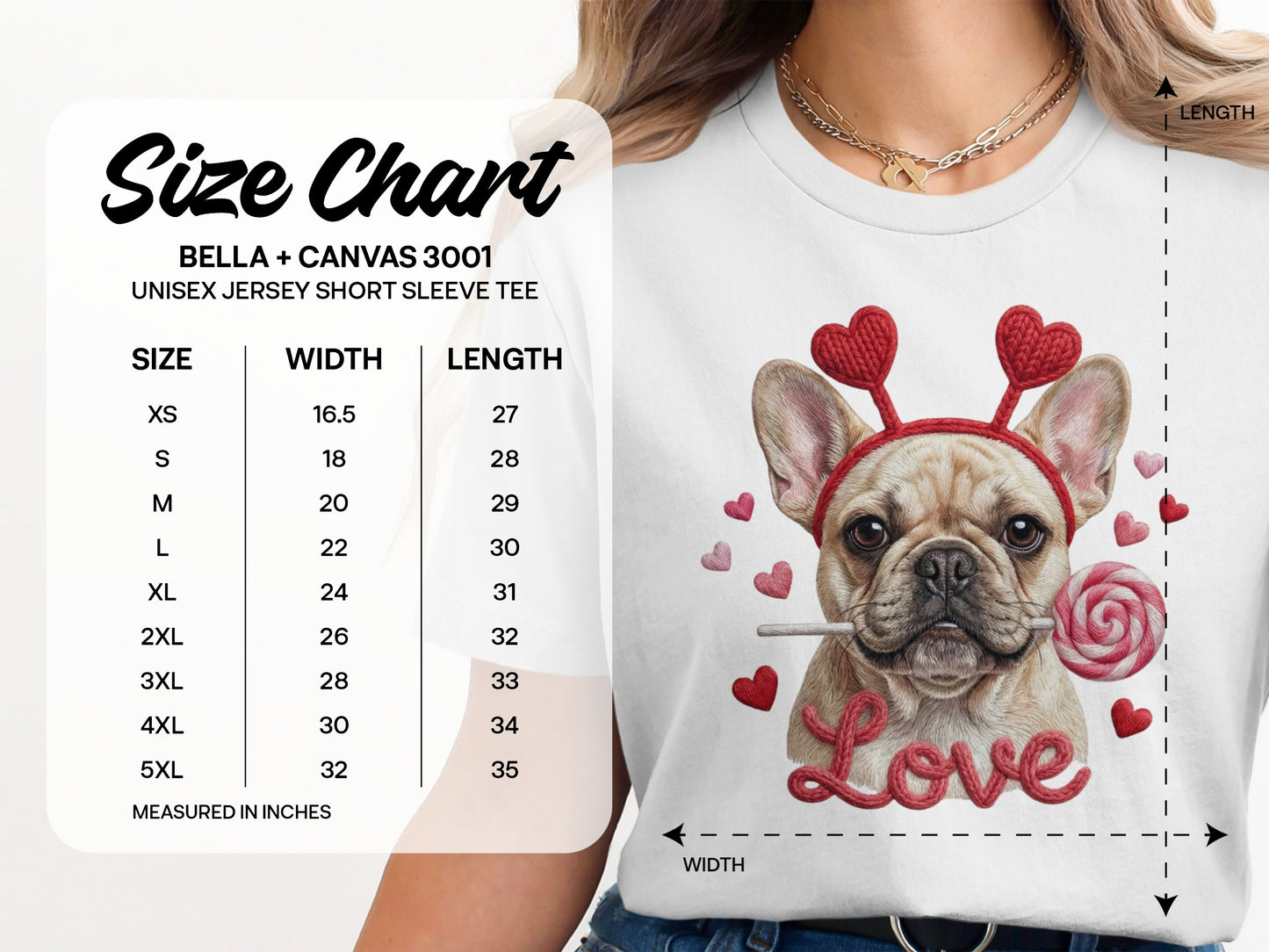 French Bulldog Valentines T-Shirt, Dog Love T-Shirt, Heart Headband Tee, Valentines Gift T-Shirt, Cute Dog Lover T-Shirt, Candy T-Shirt