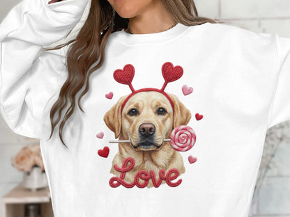 Valentine Labrador T-Shirt, Dog with Hearts, Love T-Shirt, Cute Valentines, Dog Lover Gift, Valentines Gift, Puppy Shirt