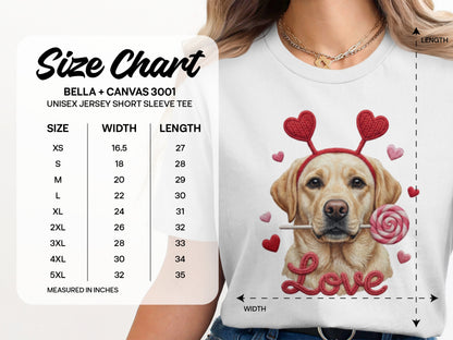 Valentine Labrador T-Shirt, Dog with Hearts, Cute Puppy T Shirt, Love Shirt, Valentines Gift, Dog Lover Tee, Holiday Gift, Trendy Shirt