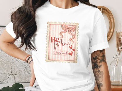 Be Mine For Ever Hearts and Bow Graphic T-Shirt