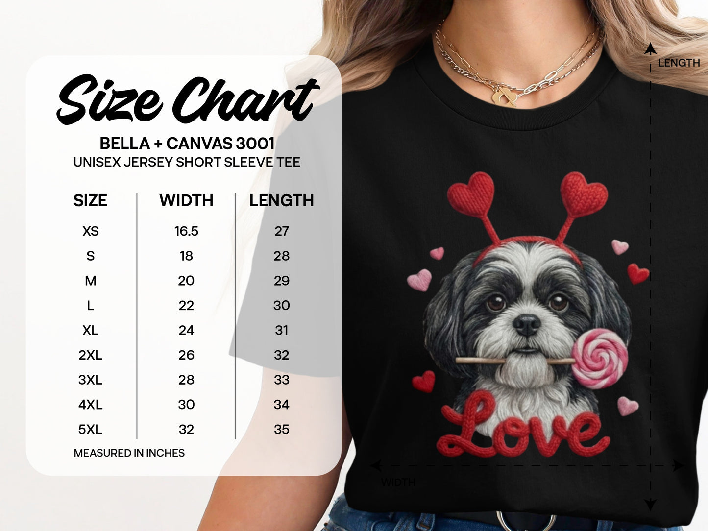 Valentine Shih Tzu T-Shirt, Cute Puppy, Love T Shirt, Candy T-Shirt, Valentine Gift, Heart Headband, Dog Lover, Kids T-Shirt