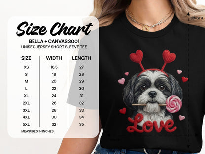 Valentine Shih Tzu T-Shirt, Cute Puppy, Love T Shirt, Candy T-Shirt, Valentine Gift, Heart Headband, Dog Lover, Kids T-Shirt