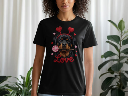 Rottweiler T-Shirt, Valentines Day Dog Shirt, Love Heart T-Shirt, Cute Rottweiler Dog, Candy Shirt, Dog Lover Tee, Valentines Tee