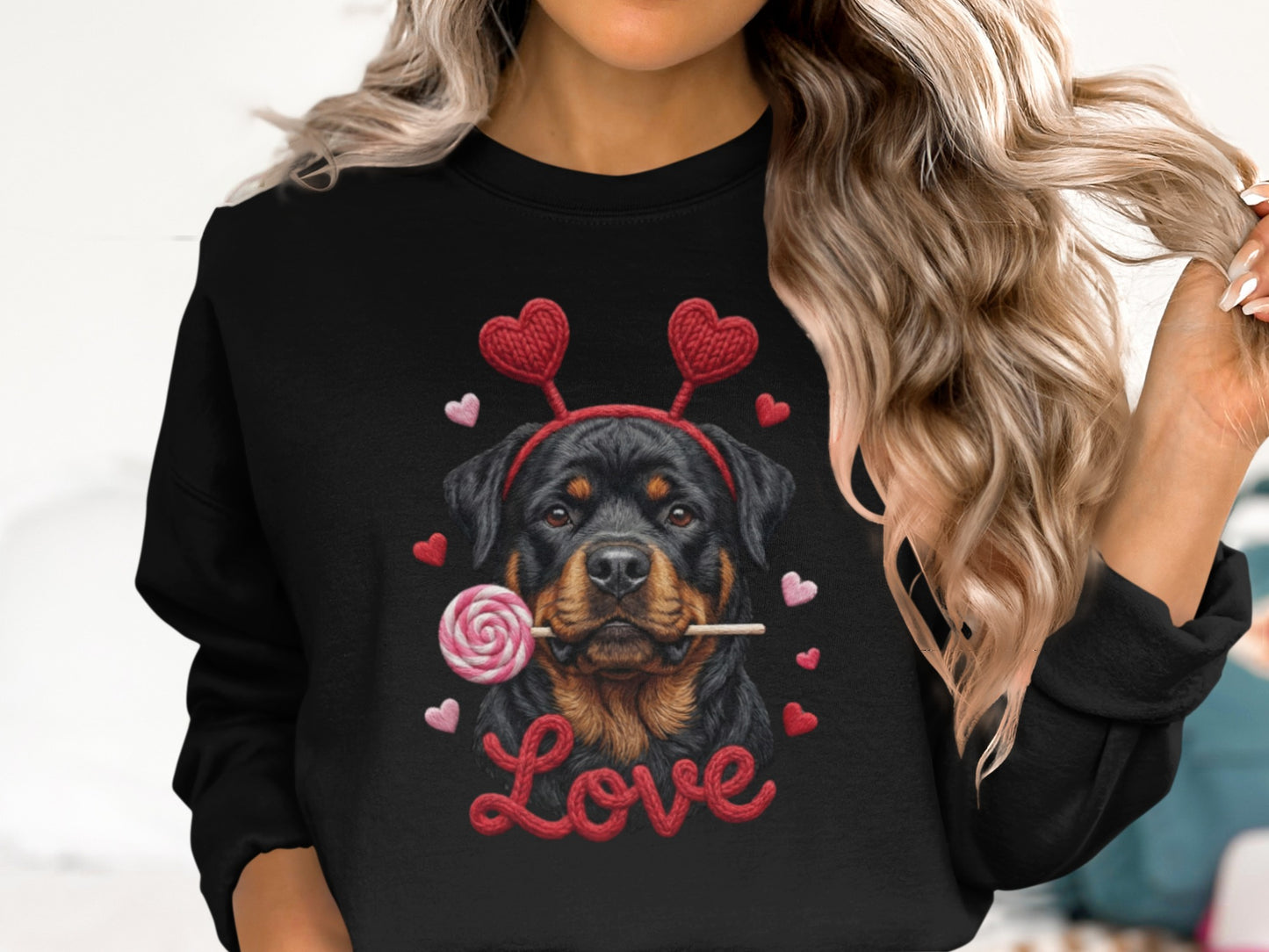 Rottweiler T-Shirt, Valentines Day Dog Shirt, Love Heart T-Shirt, Cute Rottweiler Dog, Candy Shirt, Dog Lover Tee, Valentines Tee